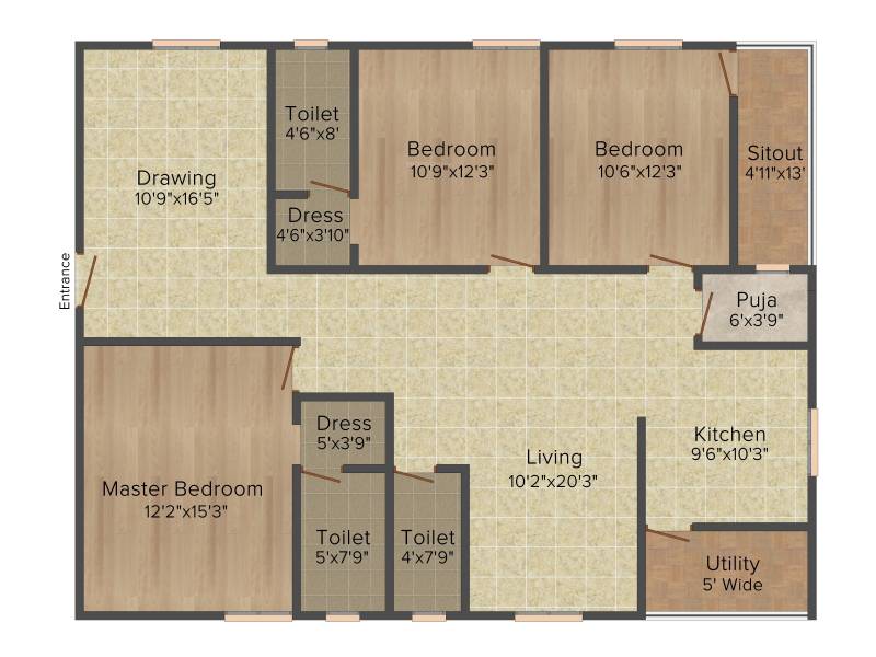 Srinilaya Adi Emerald (3BHK+3T (2,035 sq ft)   Pooja Room 2035 sq ft)