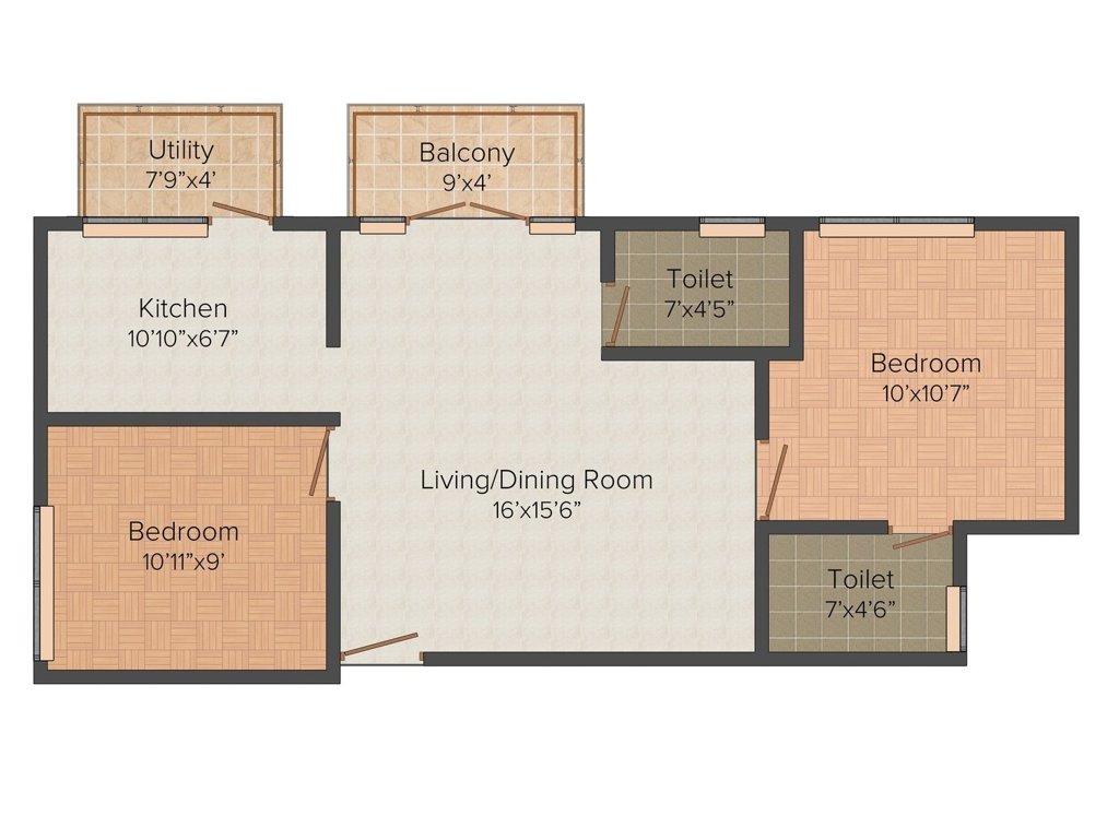 Dakshin Damann (2BHK+2T (863 sq ft) 863 sq ft)
