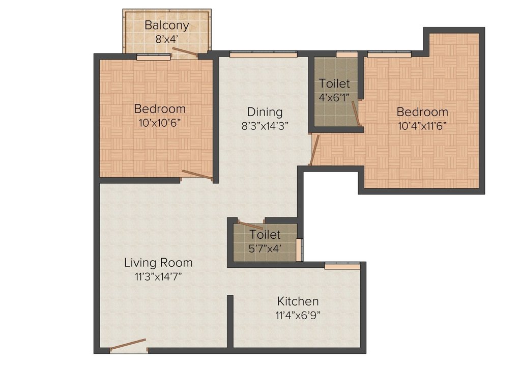 Dakshin Damann (2BHK+2T (929 sq ft) 929 sq ft)