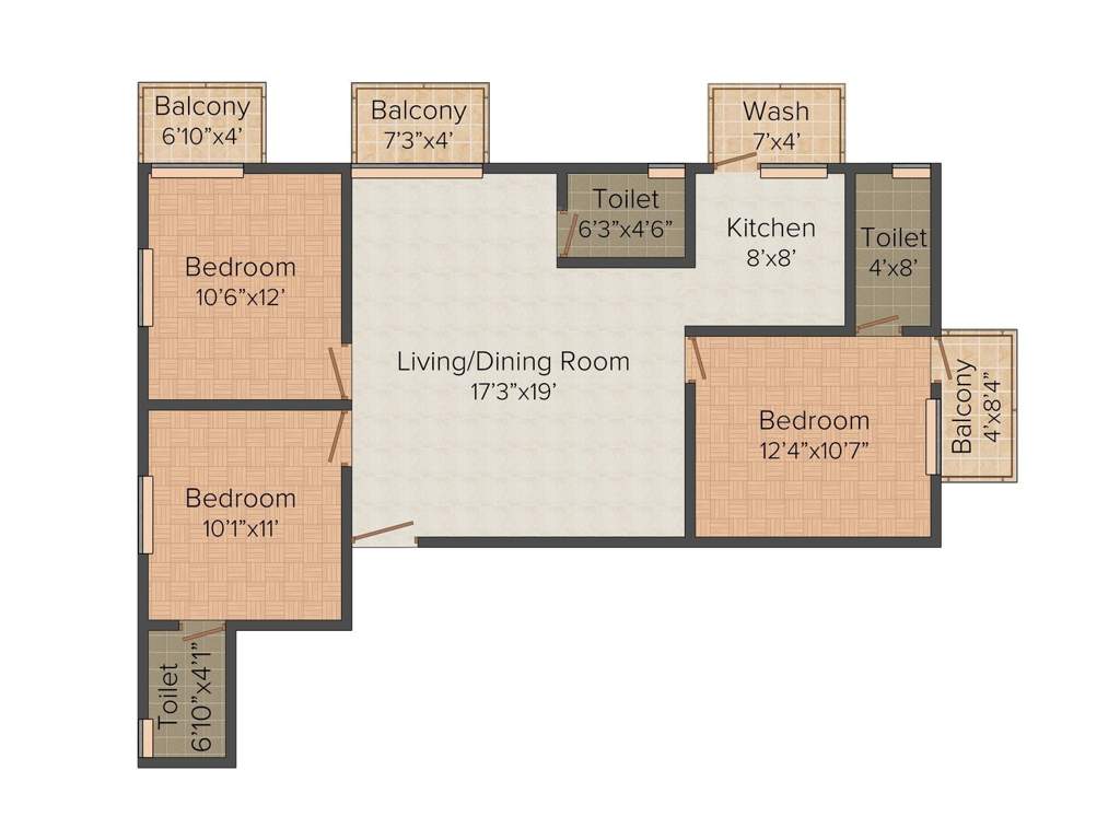 Dakshin Damann (3BHK+3T (1,271 sq ft) 1271 sq ft)