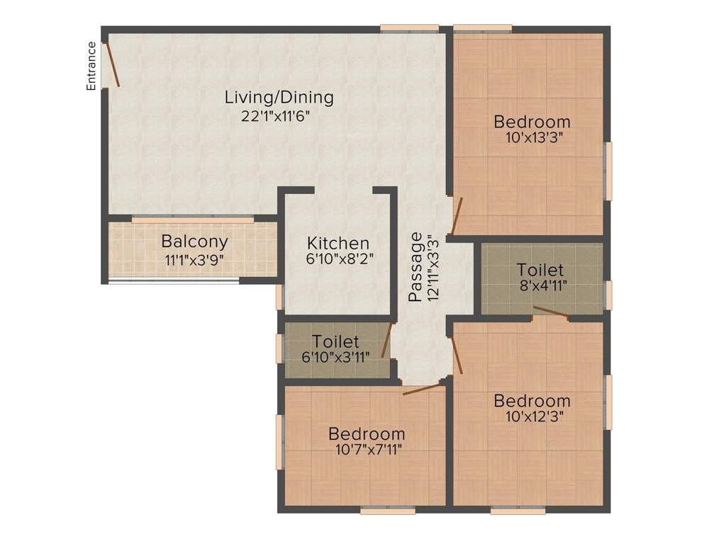 Eden City Group Eden City Maheshtala (3BHK+2T (1,236 sq ft) 1236 sq ft)