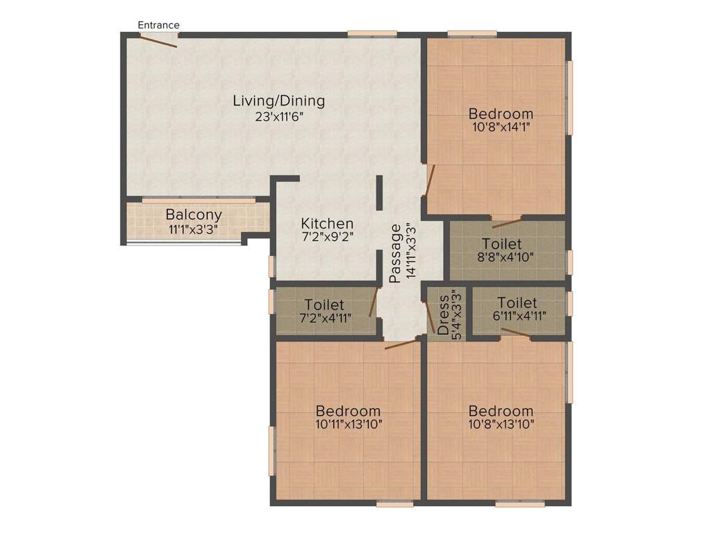 Eden City Group Eden City Maheshtala (3BHK+3T (1,524 sq ft) 1524 sq ft)