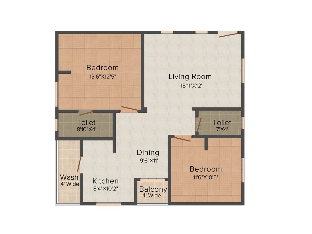RV Fortune Nest (2BHK+2T (1,150 sq ft) 1150 sq ft)
