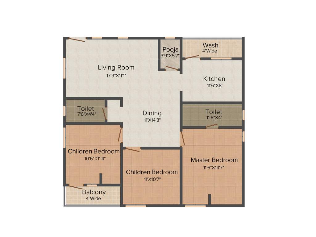 RV Fortune Nest (3BHK+2T (1,450 sq ft)   Pooja Room 1450 sq ft)