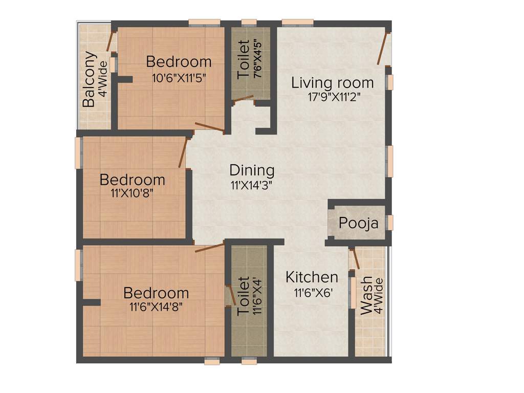 RV Fortune Nest (3BHK+2T (1,500 sq ft)   Pooja Room 1500 sq ft)