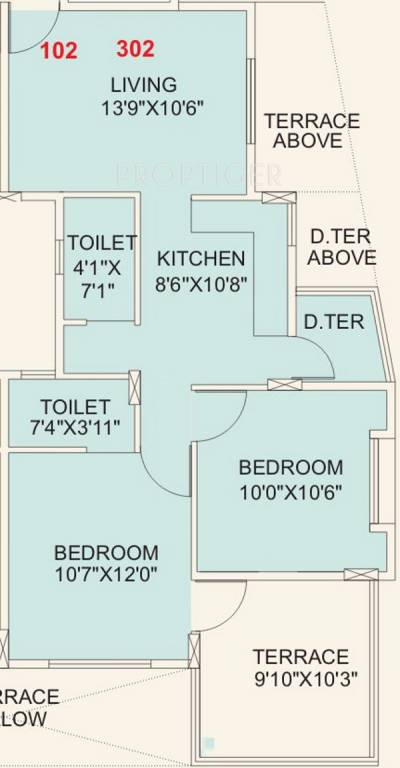 Floor Plan (2BHK+2T) Diamond Group Shubham Residency Floor Plan (2BHK+2T)