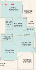 Floor Plan (2BHK+2T) Diamond Group Shubham Residency Floor Plan (2BHK+2T)