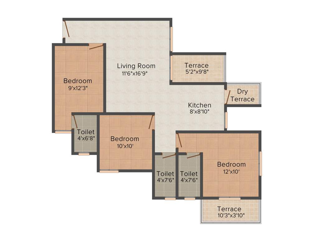 Diamond Govind Darshan (3BHK+3T (1,200 sq ft) 1200 sq ft)