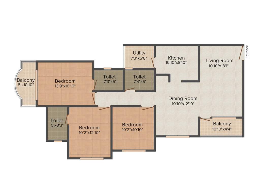 Kristal Emerald A (3BHK+3T (1,516 sq ft) 1516 sq ft)
