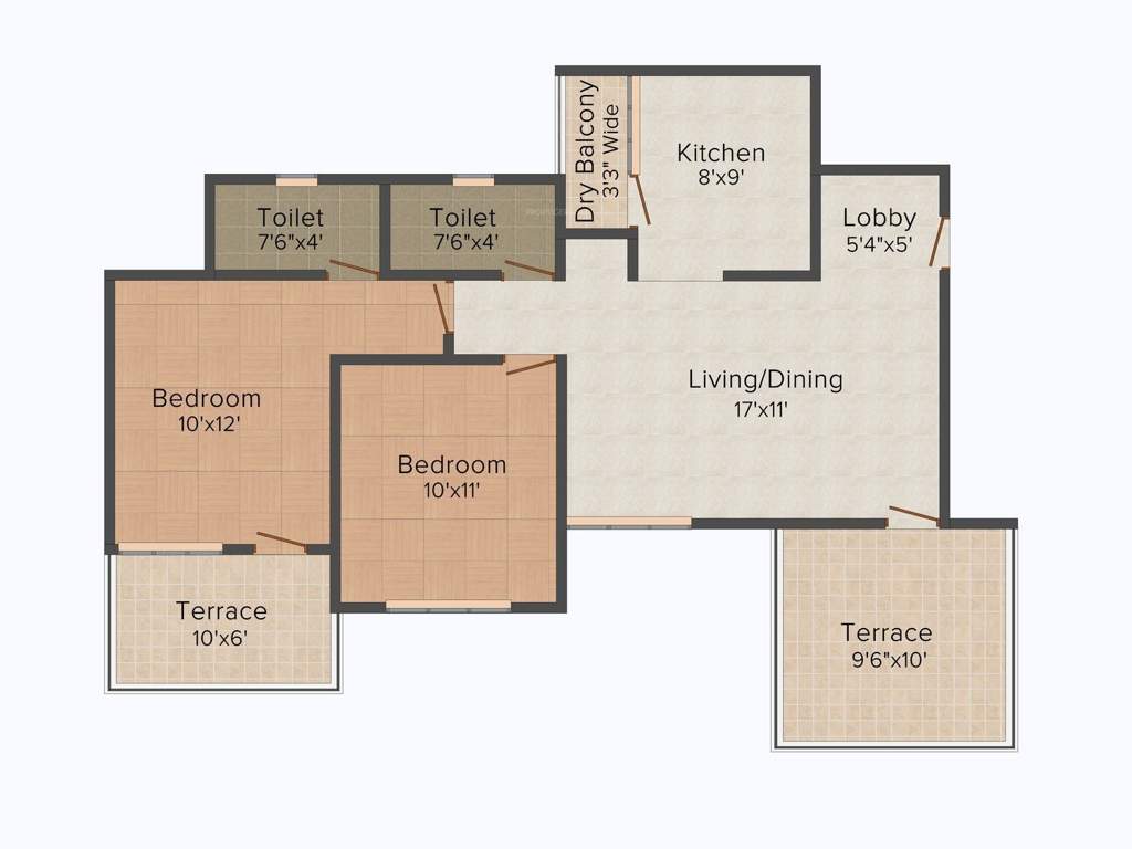 Lotus Laxmi (2BHK+2T (1,030 sq ft) 1030 sq ft)