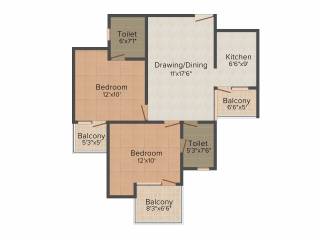 Venkatesh Oxy Ultima (2BHK+2T (1,051 sq ft) 1051 sq ft)