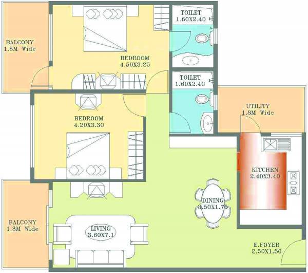 Esteem Classic (2BHK+2T (1,215 sq ft) 1215 sq ft) Esteem Classic (2BHK+2T (1,215 sq ft) 1215 sq ft)