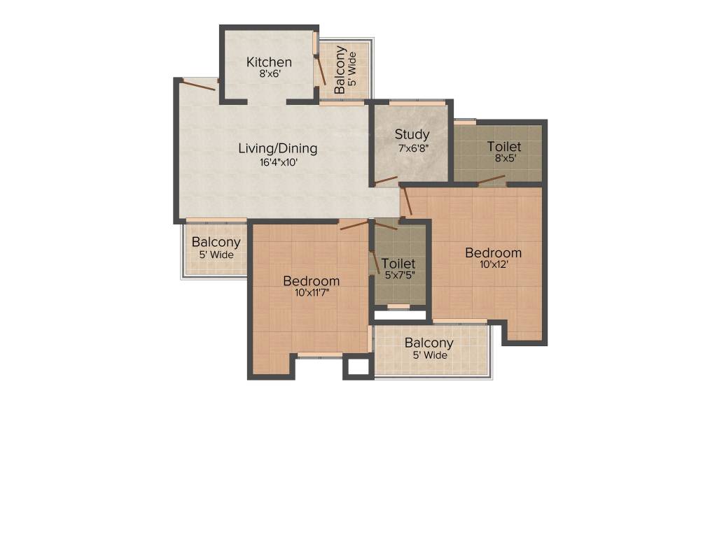 Nirala Greenshire (2BHK+2T (1,060 sq ft) + Study Room 1060 sq ft)