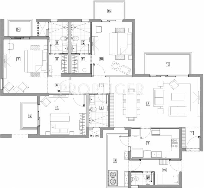 Vatika Tranquil Heights (3BHK+4T (2,150 sq ft) + Study Room 2150 sq ft)