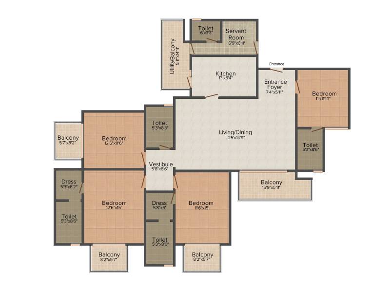 Vatika Tranquil Heights (4BHK+5T (2,650 sq ft) + Study Room 2650 sq ft)