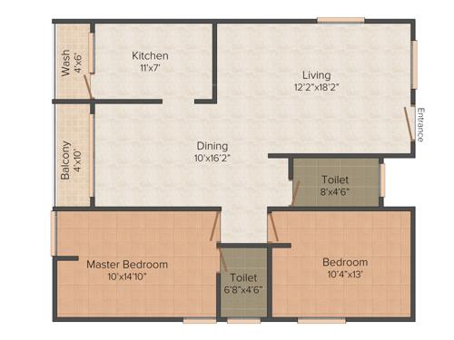 DSR Sunshine (2BHK+2T (1,128 sq ft) 1128 sq ft)