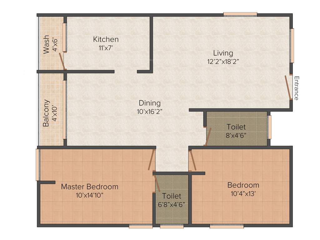 DSR Sunshine (2BHK+2T (1,128 sq ft) 1128 sq ft)