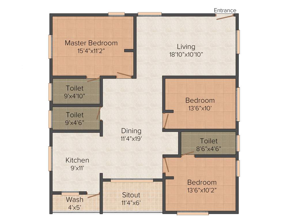 DSR Sunshine (3BHK+3T (1,597 sq ft) 1597 sq ft)