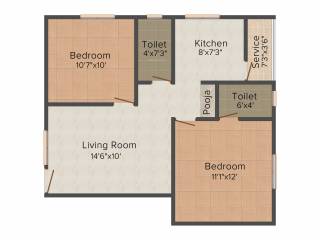 Crest Glen Ville 1 (2BHK+2T (789 sq ft)   Pooja Room 789 sq ft)