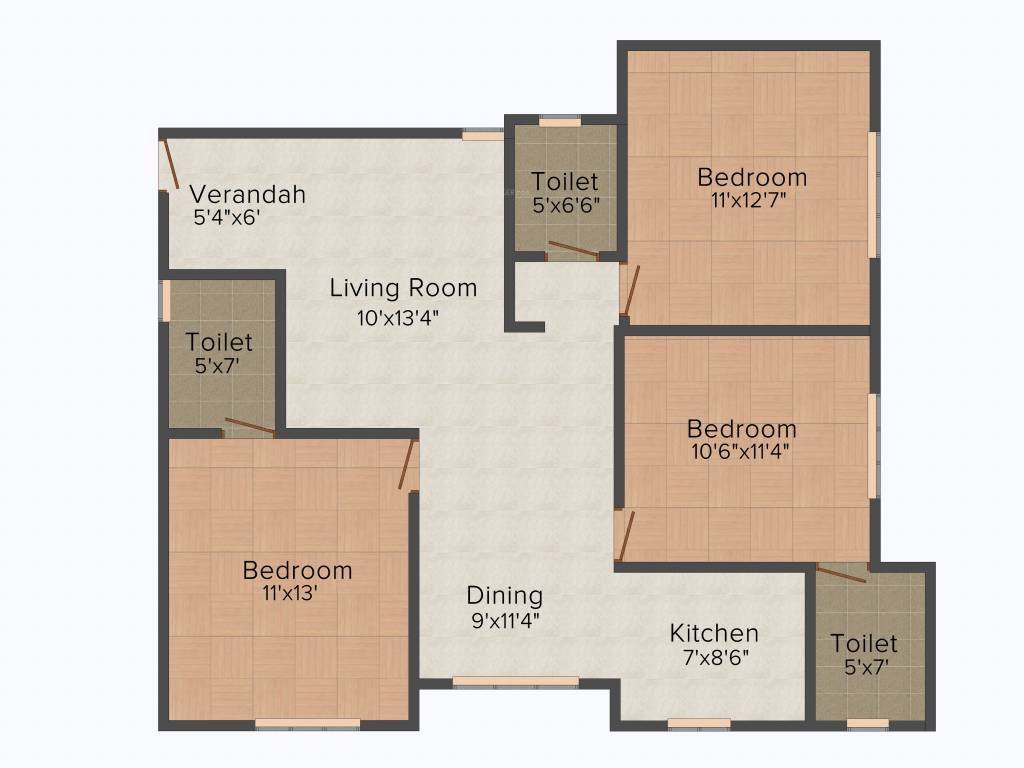 VKC Chourasia Pride (3BHK+3T (1,341 sq ft) 1341 sq ft)