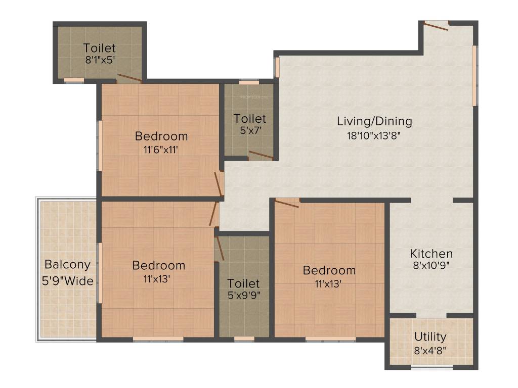VKC Chourasia Pride (3BHK+3T (1,607 sq ft) 1607 sq ft)