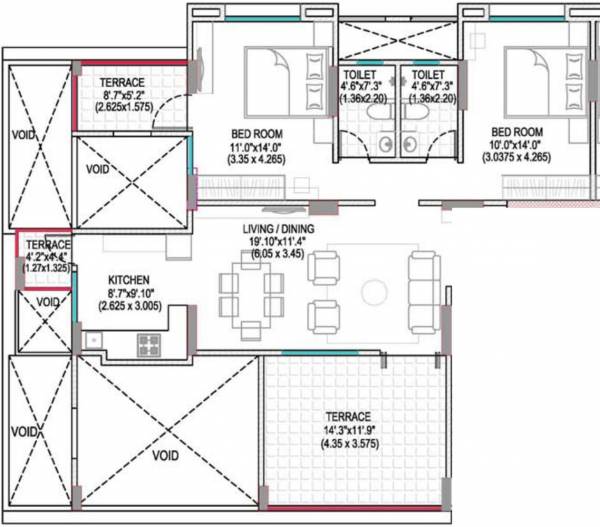 Angal Group Adora Residence (2BHK+2T (1,200 sq ft) 1200 sq ft)