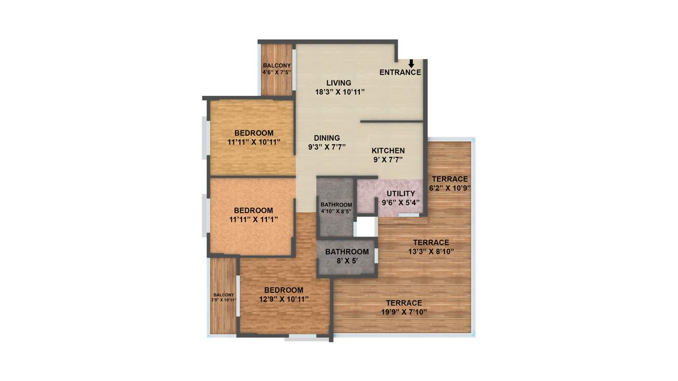 JR Nexus (3BHK+2T (1,285 sq ft) 1285 sq ft)