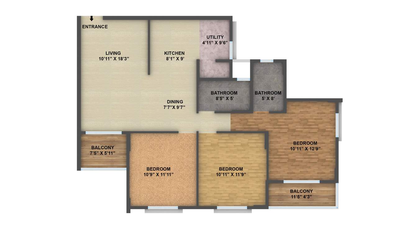 JR Nexus (3BHK+2T (1,300 sq ft) 1300 sq ft)