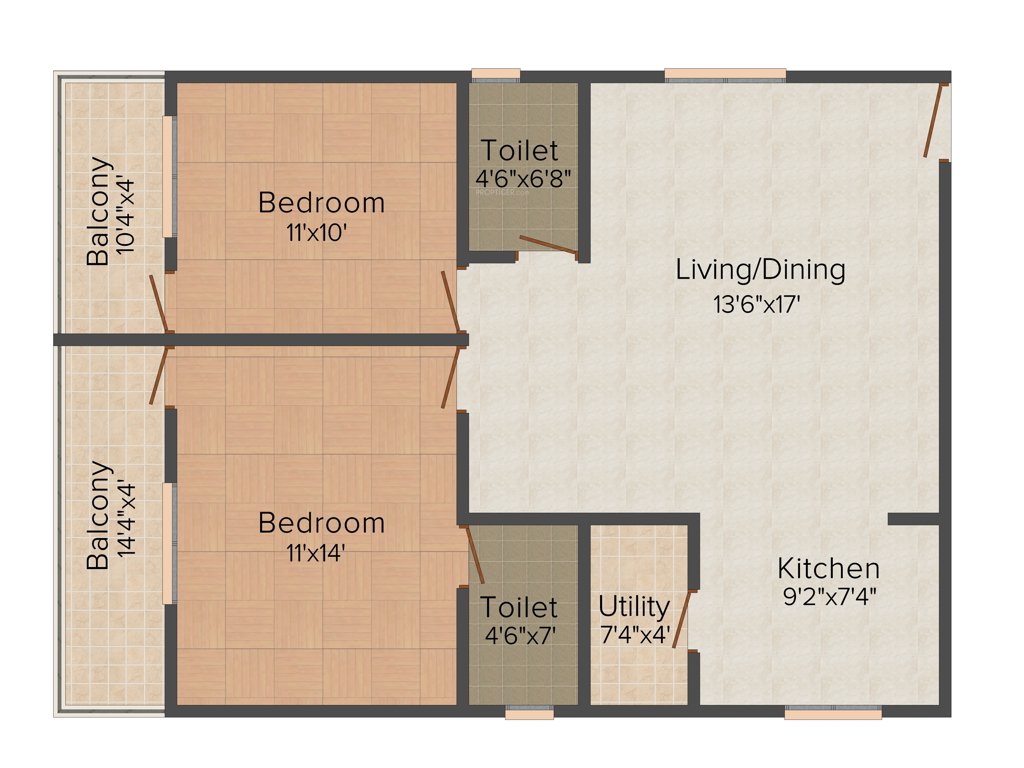 Pyramid Mahika (2BHK+2T (1,042 sq ft) 1042 sq ft)