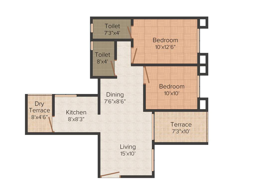 Shyama Rainbow Vissta (2BHK+2T (975 sq ft) 975 sq ft)