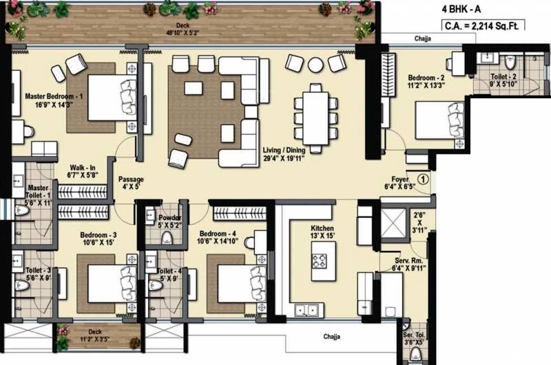 Raheja Reflections Odyssey (4BHK+5T (3,543 sq ft)   Servant Room 3543 sq ft)