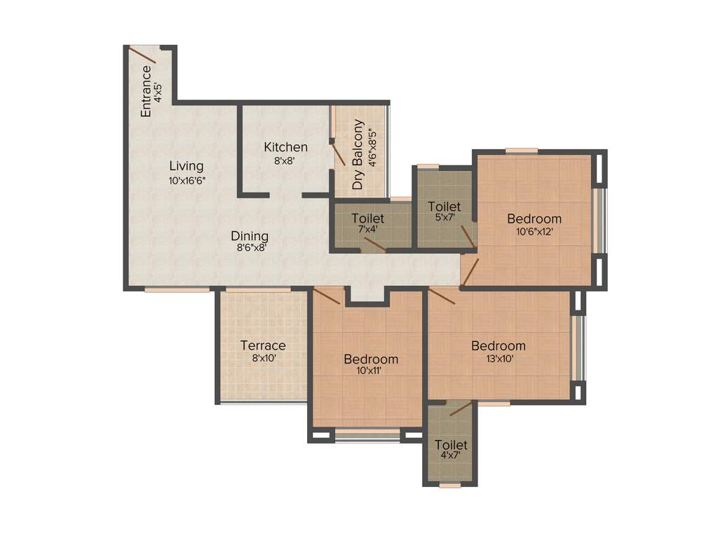 Shri Sai Nath Developer Sai Aamrai (3BHK+3T (1,277 sq ft) 1277 sq ft)