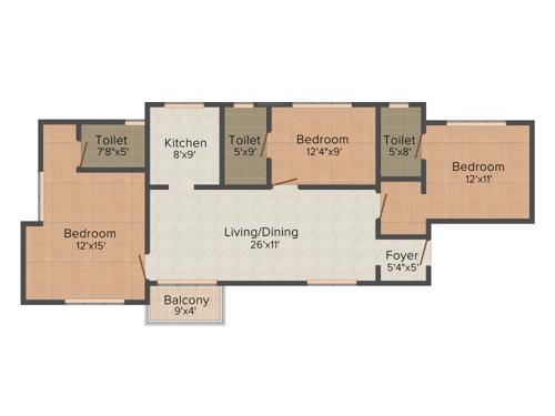Casagrand Platina (3BHK+3T (1,479 sq ft) 1479 sq ft)