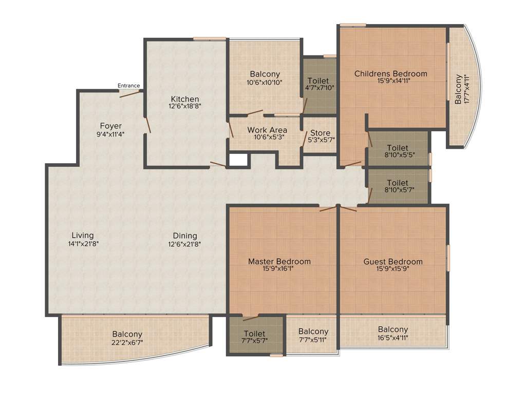 Purva Oceana (3BHK+3T (3,417 sq ft) + Servant Room 3417 sq ft)