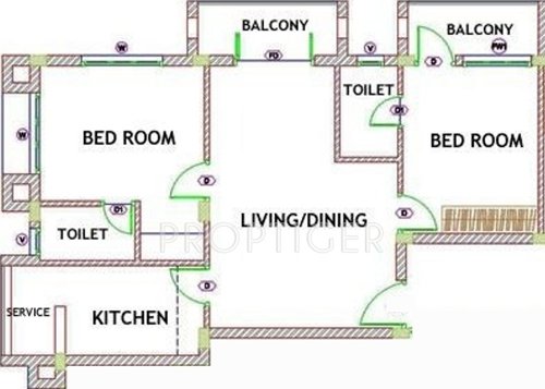 Teja Sunny Crest (2BHK+2T (952 sq ft) 952 sq ft)