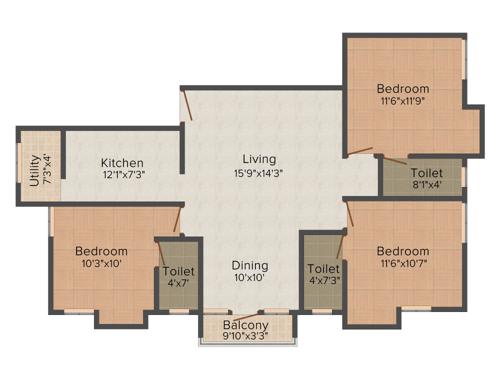 MKV Seraphic Courtyard (3BHK+3T (1,315 sq ft) 1315 sq ft) MKV Seraphic Courtyard (3BHK+3T (1,315 sq ft) 1315 sq ft)