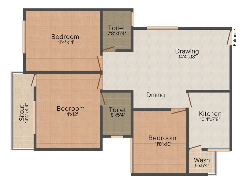 Siddhi Saffron City (3BHK+2T (1,352 sq ft) 1352 sq ft)