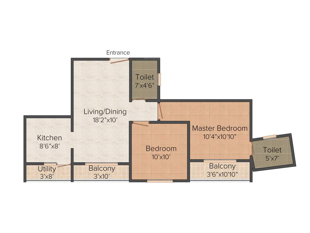 Confident Indus (2BHK+2T (890 sq ft) 890 sq ft)
