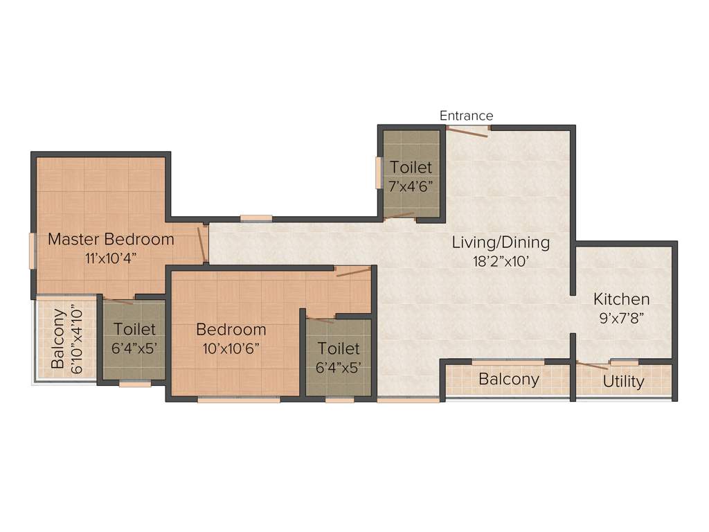 Confident Indus (2BHK+3T (1,087 sq ft) 1087 sq ft)
