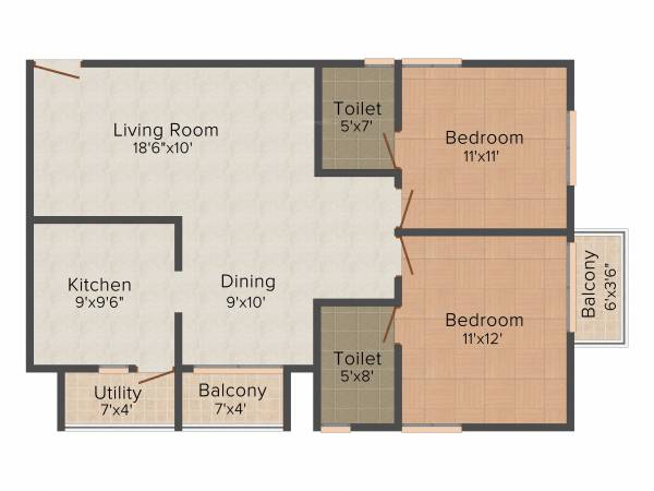 Confident Avior (2BHK+2T (1,095 sq ft) 1095 sq ft) Confident Avior (2BHK+2T (1,095 sq ft) 1095 sq ft)