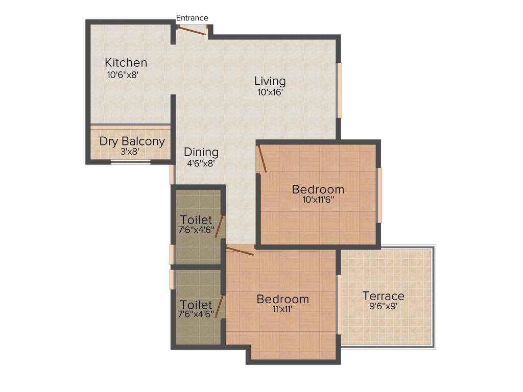 Alcon Springvalley (2BHK+2T (943 sq ft) 943 sq ft)