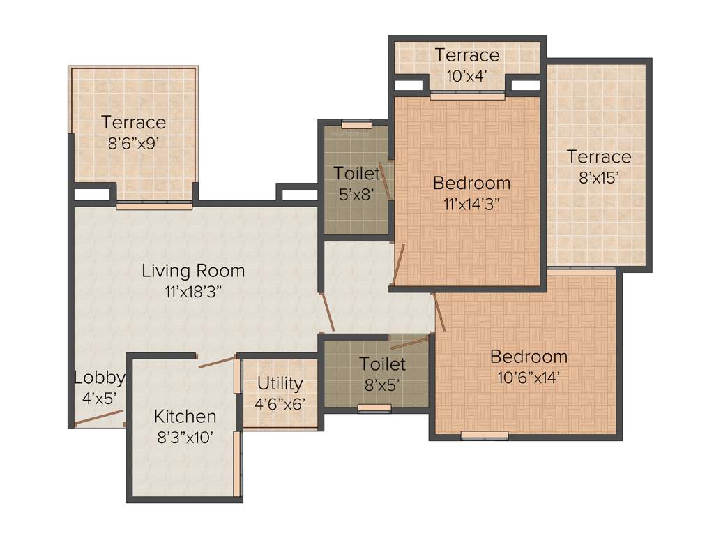 Eklavya Builders Ekaika 2BHK+2T (1,321 sq ft)