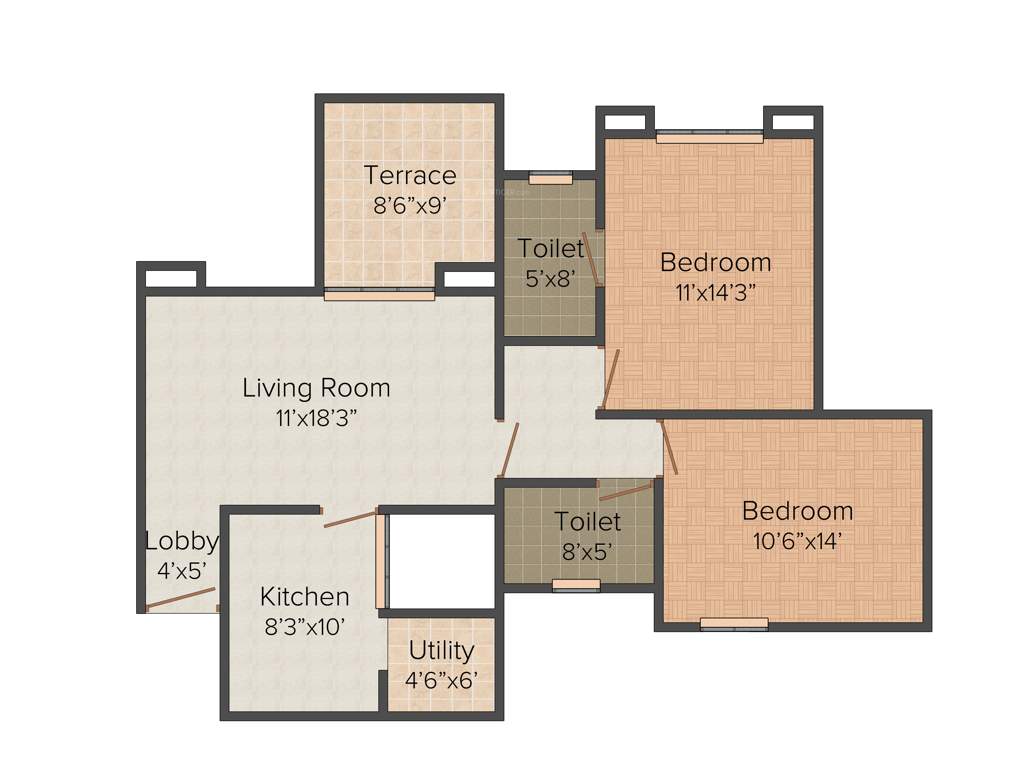 Eklavya Builders Ekaika 2BHK+2T (1,278 sq ft)