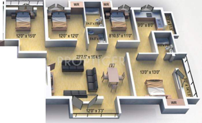 Golden Kingdom (4BHK+3T (1,843 sq ft) 1843 sq ft)