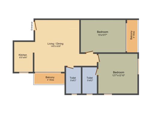 Alcove Block 32 (2BHK+2T (1,160 sq ft) 1160 sq ft)