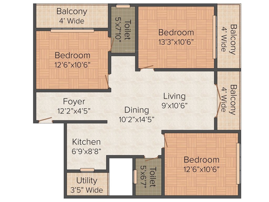 Northgate Thousand Lights (3BHK+3T (1,310 sq ft) 1310 sq ft)