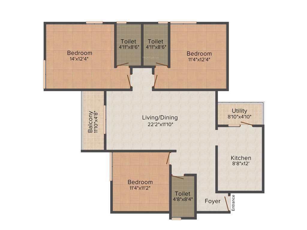 Confident Bellatrix Phase 3 (3BHK+3T (1,505 sq ft) 1505 sq ft)