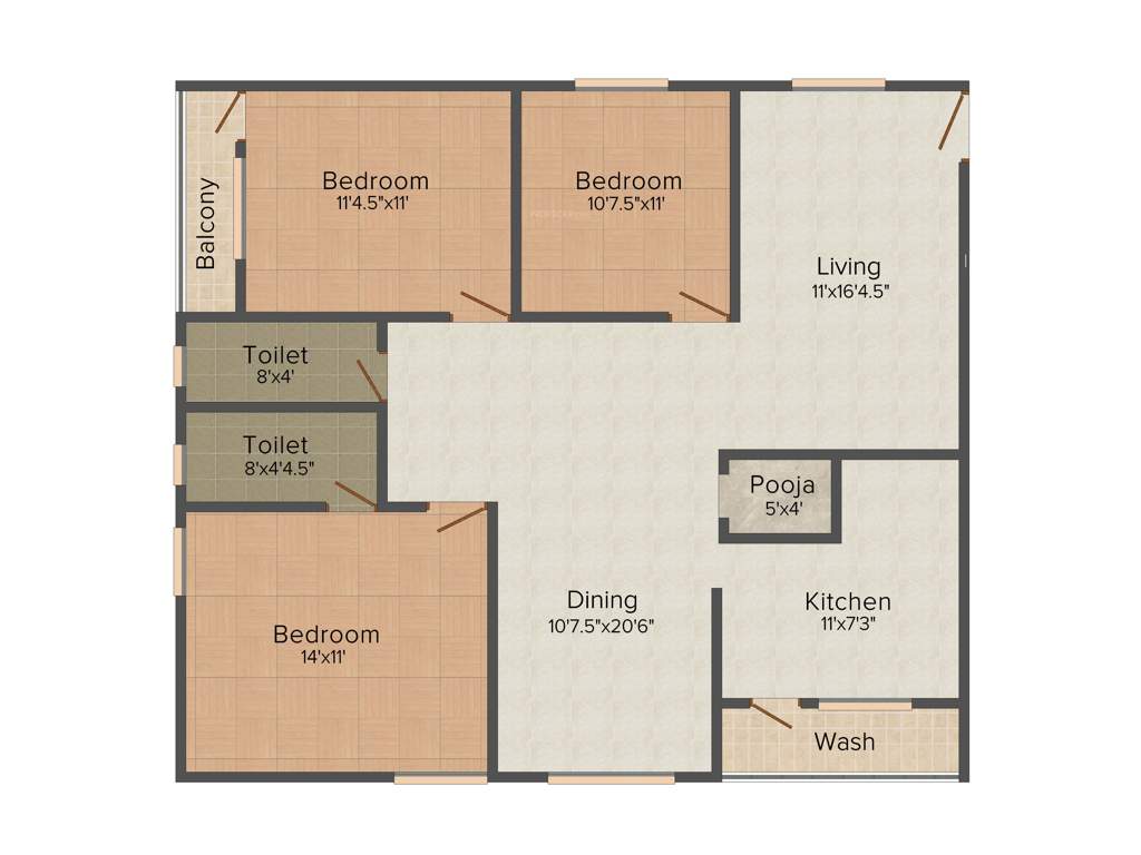 Environ Towers (3BHK+2T (1,460 sq ft)   Pooja Room 1460 sq ft)