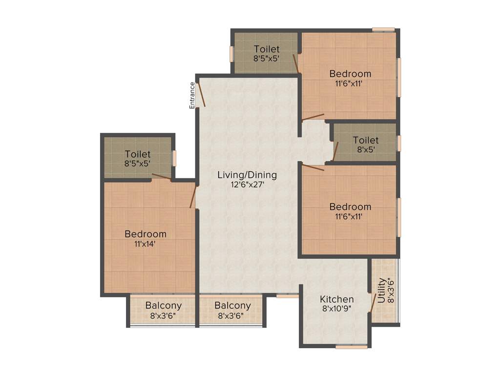 Confident Antlia Phase 1 (3BHK+3T (1,555 sq ft) 1555 sq ft)