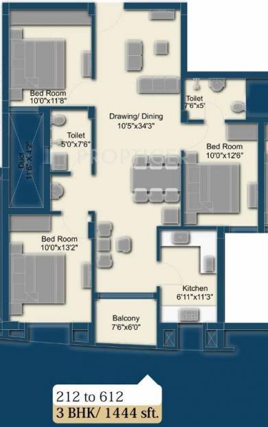 AB Ayush Residency (3BHK+3T (1,444 sq ft) 1444 sq ft)